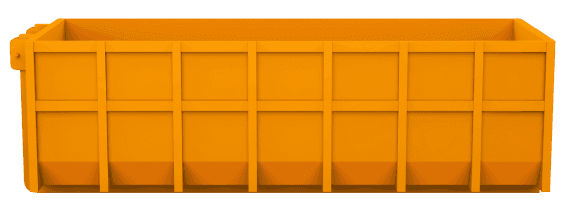 Bright orange roll-off dumpster